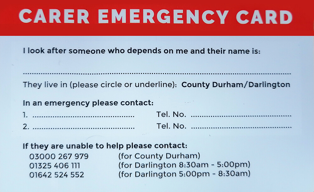 Emergency Carers Card Back